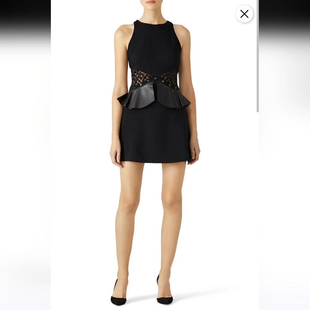 Giamba Black Leather Peplum Dress XS